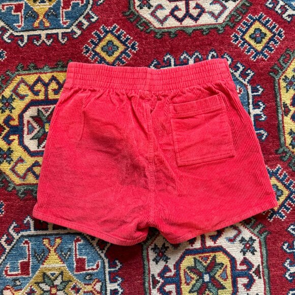 Hammies Red Corduroy Retro Short shorts pockets elastic high waist structured - Picture 3 of 3